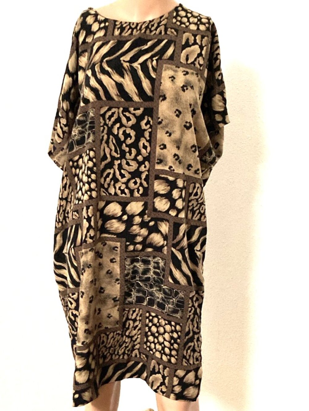 Sag Harbor Women's Animal Print Patchwork Chiffon Sheath Midi Dress M Zip